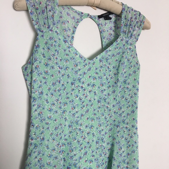 Aqua Floral Print Dress - Picture 3 of 4